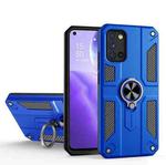 Carbon Fiber Pattern PC + TPU Protective Case with Ring Holder For OPPO Reno5 5G / 4G(Dark Blue)