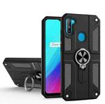Carbon Fiber Pattern PC + TPU Protective Case with Ring Holder For OPPO Realme 5 / C3(Black)