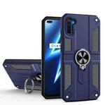 Carbon Fiber Pattern PC + TPU Protective Case with Ring Holder For OPPO Realme 6(Sapphire Blue)