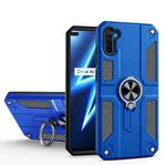 Carbon Fiber Pattern PC + TPU Protective Case with Ring Holder For OPPO Realme 6(Dark Blue)