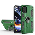 Carbon Fiber Pattern PC + TPU Protective Case with Ring Holder For OPPO Realme 7 Pro(Dark Green)