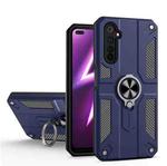 Carbon Fiber Pattern PC + TPU Protective Case with Ring Holder For OPPO Realme 6 Pro(Sapphire Blue)