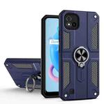 Carbon Fiber Pattern PC + TPU Protective Case with Ring Holder For OPPO Realme C20(Sapphire Blue)