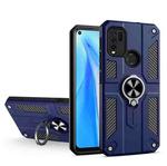 Carbon Fiber Pattern PC + TPU Protective Case with Ring Holder For vivo Y50 / Y30(Sapphire Blue)