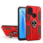 Carbon Fiber Pattern PC + TPU Protective Case with Ring Holder For vivo Y50 / Y30(Red)