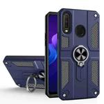 Carbon Fiber Pattern PC + TPU Protective Case with Ring Holder For vivo Y17 / Y12(Sapphire Blue)