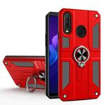 Carbon Fiber Pattern PC + TPU Protective Case with Ring Holder For vivo Y17 / Y12(Red)