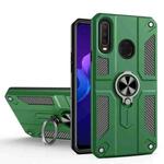 Carbon Fiber Pattern PC + TPU Protective Case with Ring Holder For vivo Y17 / Y12(Dark Green)