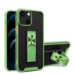 Dual-color Skin Feel TPU + PC Magnetic Shockproof Case with Invisible Holder For iPhone 13(Green)