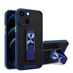 Dual-color Skin Feel TPU + PC Magnetic Shockproof Case with Invisible Holder For iPhone 13(Blue)