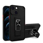Dual-color Skin Feel TPU + PC Magnetic Shockproof Case with Invisible Holder For iPhone 13(Black)