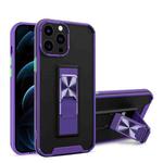 Dual-color Skin Feel TPU + PC Magnetic Shockproof Case with Invisible Holder For iPhone 13 Pro(Purple)