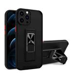 Dual-color Skin Feel TPU + PC Magnetic Shockproof Case with Invisible Holder For iPhone 13 Pro(Black)