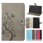 For Samsung Galaxy Tab A7 Lite / T220 Butterfly Flower Embossing Pattern Horizontal Flip Leather Case with Holder & Card Slots & Wallet(Grey)