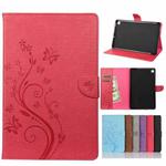 For Samsung Galaxy Tab S6 Lite / P610 Butterfly Flower Embossing Pattern Horizontal Flip Leather Case with Holder & Card Slots & Wallet(Magenta)