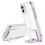 Electroplating Protective Cover Casem with Holder Function For iPhone 11(Purple)