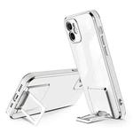 Electroplating Protective Cover Casem with Holder Function For iPhone 11 Pro(Silver)