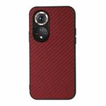 For Honor 50 Pro Accurate Hole Carbon Fiber Texture Shockproof Case(Red)