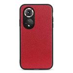 For Honor 50 Pro Accurate Hole Litchi Texture Leather Shockproof Case(Red)