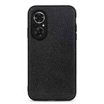For Honor 50 SE Accurate Hole Litchi Texture Leather Shockproof Case(Black)