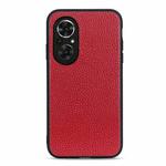 For Honor 50 SE Accurate Hole Litchi Texture Leather Shockproof Case(Red)