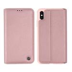 For iPhone XR GEBEI Shockproof TPU + PU Horizontal Flip Leather Case with Card Slots & Holder(Rose Gold)