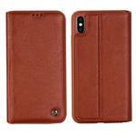 For iPhone XR GEBEI Shockproof TPU + PU Horizontal Flip Leather Case with Card Slots & Holder(Brown)