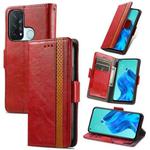 For OPPO Reno 5A CaseNeo Business Splicing Dual Magnetic Buckle Horizontal Flip PU Leather Case with Holder & Card Slots & Wallet(Red)