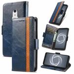 For Arrows Be4 Plus F-41B CaseNeo Business Splicing Dual Magnetic Buckle Horizontal Flip PU Leather Case with Holder & Card Slots & Wallet(Blue)