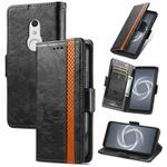 For Arrows Be4 Plus F-41B CaseNeo Business Splicing Dual Magnetic Buckle Horizontal Flip PU Leather Case with Holder & Card Slots & Wallet(Black)