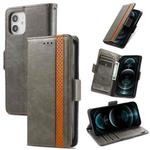 For iPhone 13 CaseNeo Business Splicing Dual Magnetic Buckle Horizontal Flip PU Leather Case with Holder & Card Slots & Wallet(Grey)