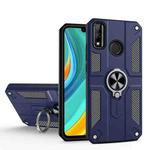 For Huawei Y8s Carbon Fiber Pattern PC + TPU Protective Case with Ring Holder(Sapphire Blue)