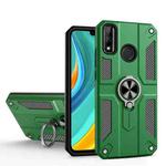 For Huawei Y8s Carbon Fiber Pattern PC + TPU Protective Case with Ring Holder(Dark Green)