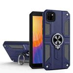 For Huawei Y5p Carbon Fiber Pattern PC + TPU Protective Case with Ring Holder(Sapphire Blue)