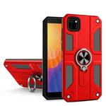For Huawei Y5p Carbon Fiber Pattern PC + TPU Protective Case with Ring Holder(Red)