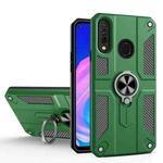 For Huawei Y7p / P40 lite E Carbon Fiber Pattern PC + TPU Protective Case with Ring Holder(Dark Green)