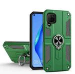 For Huawei nova 6 SE Carbon Fiber Pattern PC + TPU Protective Case with Ring Holder(Dark Green)