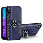 For Huawei Y5 (2019) Carbon Fiber Pattern PC + TPU Protective Case with Ring Holder(Sapphire Blue)