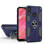 For Huawei Y7 (2019) Carbon Fiber Pattern PC + TPU Protective Case with Ring Holder(Sapphire Blue)