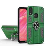 For Huawei Y7 (2019) Carbon Fiber Pattern PC + TPU Protective Case with Ring Holder(Dark Green)