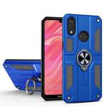 For Huawei Y7 (2019) Carbon Fiber Pattern PC + TPU Protective Case with Ring Holder(Dark Blue)