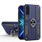 For Honor 9X Pro Carbon Fiber Pattern PC + TPU Protective Case with Ring Holder(Sapphire Blue)