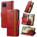 For Samsung Galaxy A12 CaseNeo Business Splicing Dual Magnetic Buckle Horizontal Flip PU Leather Case with Holder & Card Slots & Wallet(Red)