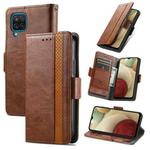 For Samsung Galaxy A12 CaseNeo Business Splicing Dual Magnetic Buckle Horizontal Flip PU Leather Case with Holder & Card Slots & Wallet(Brown)