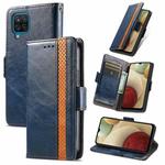 For Samsung Galaxy A12 CaseNeo Business Splicing Dual Magnetic Buckle Horizontal Flip PU Leather Case with Holder & Card Slots & Wallet(Blue)