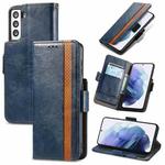 For Samsung Galaxy S21+ 5G CaseNeo Business Splicing Dual Magnetic Buckle Horizontal Flip PU Leather Case with Holder & Card Slots & Wallet(Blue)