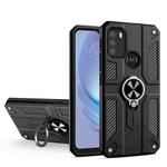 For Motorola Moto G50 Carbon Fiber Pattern PC + TPU Protective Case with Ring Holder(Black)