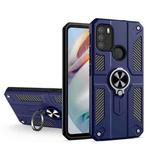 For Motorola Moto G60 Carbon Fiber Pattern PC + TPU Protective Case with Ring Holder(Sapphire Blue)