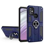 For Motorola Moto G10 / G20 / G30 Carbon Fiber Pattern PC + TPU Protective Case with Ring Holder(Sapphire Blue)