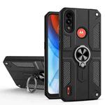 For Motorola Moto E7 Power Carbon Fiber Pattern PC + TPU Protective Case with Ring Holder(Black)